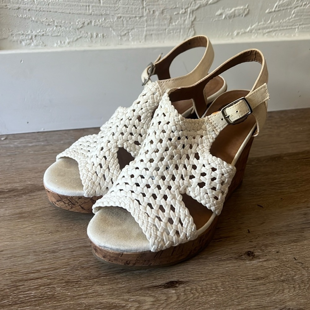 Wedge heels, white with cork bottom size 7